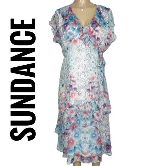 Sundance Dresses & Skirts - SUNDANCE Blue Floral Silk Slow Dance Dress NWT